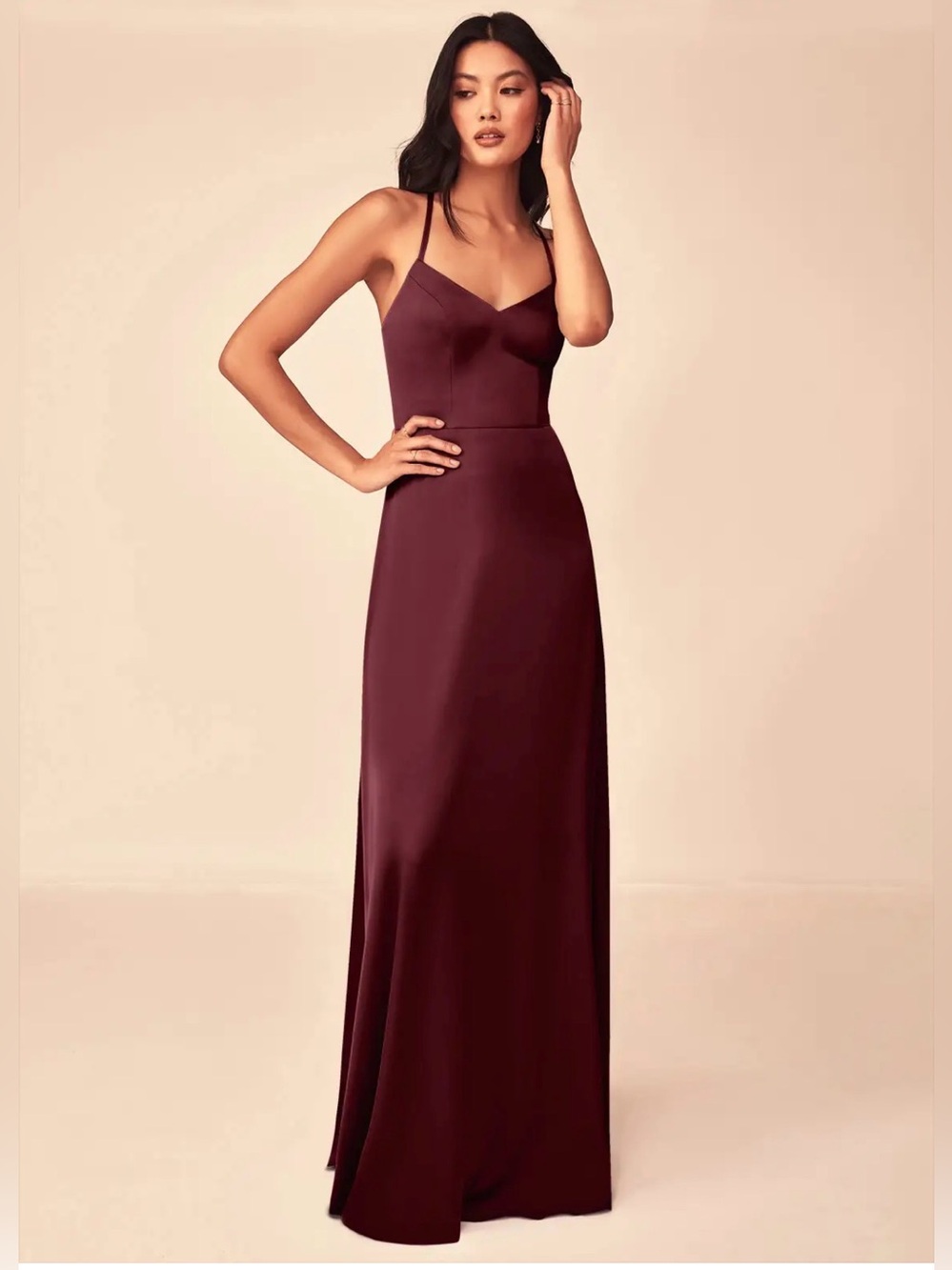 New with Tags Azazie Mei Elegant Spaghetti-Strap Cabernet Evening Dress size A6